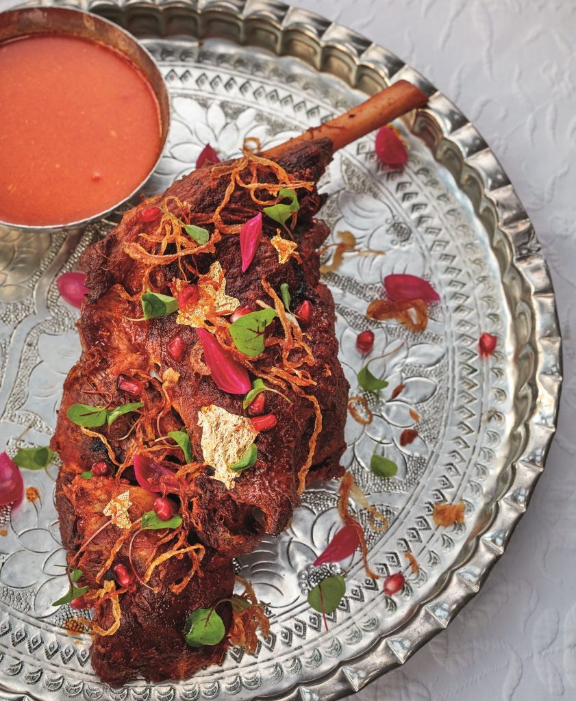 June Whole Braised Leg of Lamb with Peppercorn and Nutmeg Vivek Singh